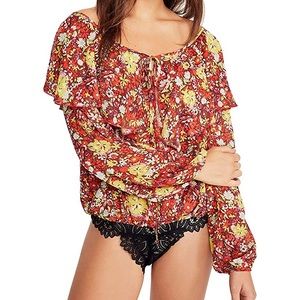 Free People Women's Blouse Floral Lace Bodysuit